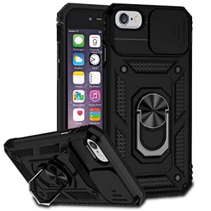Jiyu Coque Compatible avec iPhone SE 2020/iPhone SE 3 2022/iPhone 8/7/iPhone 6/6S, &Eacute;tui avec Cache Cam&eacute;ra & Support &agrave; Bague 360 Armor Full Body Antichoc Housse TPU Silicone Bumper Cover,Noir (jiyu store, neuf)