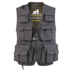 SUSHIMIAN Gilet de P&ecirc;che pour Homme Multi-Poches Gilet Reporter de Plein air Veste sans Manches de Travail Gilet de Chasse Photographie, Gris, S (SUSHIMIAN, neuf)