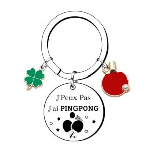 GUOYU Porte-cl&eacute;s &laquo; J'peux pas, j'ai ping pong &raquo; avec acier inoxydable et breloque tennis de table &ndash; cadeau pour joueur de tennis de table (GUOYU SHOP, neuf)