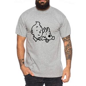 Tee Kiki Tim T-Shirt pour Homme Cool Struppi Fun Shirt, Farbe2:Gris Chin&eacute;, Gr&ouml;&szlig;e2:XX-Large (TeeKiki, neuf)