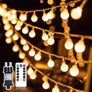 Liyade Guirlande lumineuse extérieure, 23M 200 LED boule de guirlande lumineuse extérieure courant, 8 modes et fonction Merk, guirlande lumineuse intérieure avec prise, idéale pour Noël, mariage, fête (Liyade-EU, neuf)