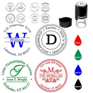 Tampon Entreprise Personnalisé Auto-Encreur Ronds Personnalisable pour Carnet D'adresses Signature nom Lettre Logo Adresse de retour Tampon pour Bureau Enseignant Mariage, style lettre (HuangChangLongDeDian, neuf)