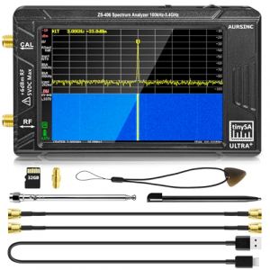 AURSINC Analyseur de Spectre TinySA Ultra+ zs406 mis à Jour, 4,0'' HW V0.4.6 Analyseur de Fréquence 100KHz-5,4GHz avec Carte 32 Go|Générateur de Signaux 2 en 1 100kHz à 900MHz Entrée UHF MF/HF/VHF (AURSINC ES, neuf)