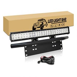 RIGIDON 59cm 144W Barre Led, 58cm Support de Fixation de Plaque D'immatriculation et 12V câblage kit, Barre Lumineuse LED pour Offroad Véhicules Voiture 4x4 Camion, 6000K feu antibrouillard (JIANDAO, neuf)