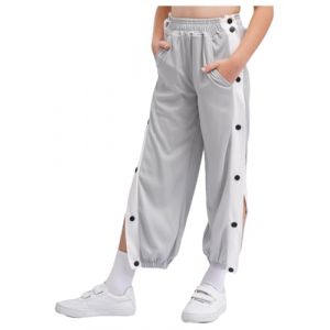 Miaeowve Pantalon de Surv&ecirc;tement &agrave; Bouton-Pression Lat&eacute;ral pour Enfant Gar&ccedil;on Pantalon Boutonn&eacute; &agrave; Ouverture Pantalon Sport Loisirs Jogging Basket-Ball 3-16 Ans Gris 13-14 Ans (Miaeowve, neuf)