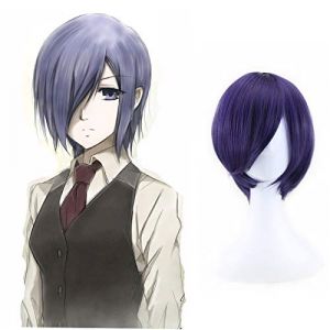 Tokyo Ghoul Kirishima Touka pour femmes et homme unisexe Cosplay perruques 35cm court droit bleu Anime perruque de cheveux synthétiques pour la fête (good stuff A, neuf)