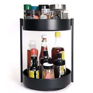 XNTONG - 2 Niveaux 360° Lazy Susan Plateau Tournant, Plateau Tournant Épices de 25,5 cm, Porte Épices Rotatif, Plateau Pivotant pour Cuisine, Placards, Salle à Manger, Salle de Bain et Comptoir (XNTONG, neuf)
