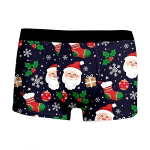G&eacute;n&eacute;rique Calecon Personnalise Homme, Homme Calecon No&euml;l, Sport Boxer Homme Coton Pas Cher Rigolo Noel Calecon Microfibre Shorty Transparent sous-V&ecirc;tements, Cale&ccedil;on de nouveaut&eacute; Personnalis&eacute; (LIBJDI, neuf)