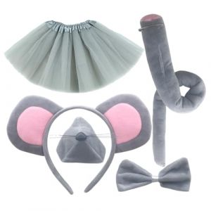 SAFIGLE Kit D&eacute;guisement Souris Gar&ccedil;on Fille avec Oreilles Grises Flexibles et Queue L&eacute;g&egrave;re Accessoires R&eacute;alistes pour F&ecirc;te Carnaval et Cosplay (Grand Di, neuf)