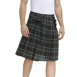 Kilt utilitaire traditionnel écossais pour homme - Jupe plissée vintage médiévale - Kilt écossais steampunk - Jupe plissée - Jupe utilitaire punk à carreaux - Costume de carnaval, 91-Marron, XL (Wtinfer ⭐⭐⭐⭐⭐ 5, neuf)