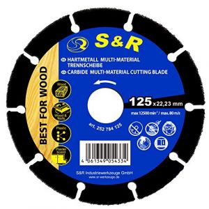 S&R Disque à Bois Meuleuse 125 mm. Disque coupe Bois Meule à tronconner Bois Clous Platre Plastique. Lame TCT Circulaire 125 (Werkzeugbar, neuf)