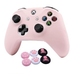 Ralan – Coque de protection en silicone pour manette Xbox One S/X (2 poignées pour pouce Pro rose, chat, tête de mort et 2 housses) (RALAN 666, neuf)