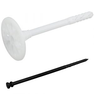 AERZETIX - Ensemble de 25 Chevilles d'isolation à Frapper Ø10x140 mm + 25 Clous 145 mm - en Nylon - Fixation de Panneaux Isolant Plaque Thermique polystyrène extrudé expansé (Tuning, neuf)