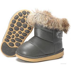 Gaatpot Bottes de Neige Gar&ccedil;on Filles Chaude Bottines Enfant Fourrure Doubl&eacute; Chaussures d'Hiver Imperm&eacute;able Botte Chaussure Gris fonc&eacute; 27EU/ 28CN (BilitongEU, neuf)