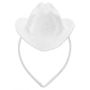 TOYANDONA Bandeau Chapeau de Cowboy 135 CM Blanc en Tissu L&eacute;ger Serrage-T&ecirc;te Bibi Western pour F&ecirc;te et D&eacute;guisement Accessoires Cheveux Adolescentes pour Carnaval et Soir&eacute;es &agrave; Th&egrave;me (Y HEART, neuf)