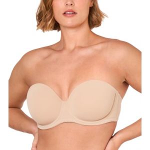 DELIMIRA Femme Soutien Gorge sans Bretelles Grande Taille avec Armature Bretelle Multiple Beige 100G (Jimu Fashion, neuf)