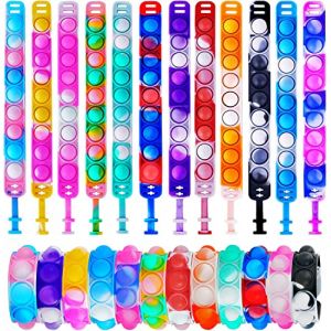 Ainiv 12PCS Bracelet Pop It, Bracelets Anti-Stress en Silicone, Multicolore Pack Bracelet Push Bubble Jouets Sensoriels Anti Stress pour Enfants Adultes(Couleur) (HUAYOTO, neuf)