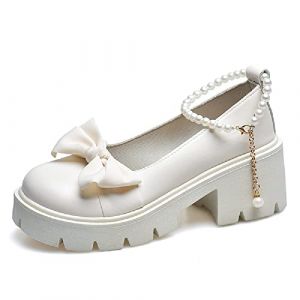 Chaussures &agrave; Plateforme Mary Jane &agrave; Semelle &eacute;paisse pour Femme - Style Gothique - Lolita - Chaussures Vernies, style15 WH, 38.5 EU (ToBe-One, neuf)