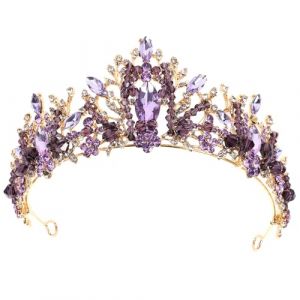 VICASKY Couronne de Mari&eacute;e Violette en Cristal Diad&egrave;me de Mariage D&eacute;licat Accessoire Cheveux pour Robe de Mari&eacute;e Bijou Coiffure &Eacute;l&eacute;gant pour C&eacute;r&eacute;monie (Covenant of Nauru, neuf)
