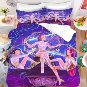 CYSYLQW K-Pop:Demon Hunters Parure de lit avec taie d'oreiller, 100 % microfibre, impression numérique 3D, housse de couette général, pour enfants et adultes (140 x 210 cm, 5) (ZZSHOU, neuf)