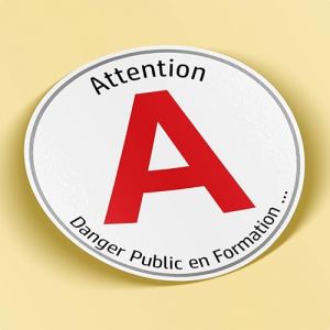 SC &reg; - Sticker/Autocollant - Disque A Humour " Attention Danger Public en Formation " Jeune Permis - Jeune Conducteur - id&eacute;e Cadeau originale - Fabrication Fran&ccedil;aise (Mod&egrave;le 14) (S-C, neuf)