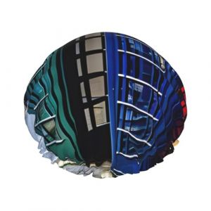 Bonnet de douche double couche imprim&eacute; cabine t&eacute;l&eacute;phonique britannique r&eacute;utilisable l&eacute;ger et doux pour femme (zhoupeipei6, neuf)