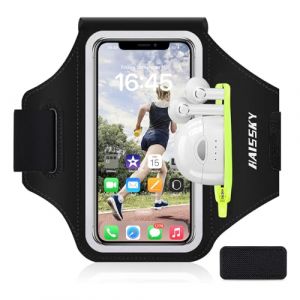 Brassard de Sport avec Poche &Eacute;couteur Universel Brassard Course de Ajustable pour iPhone 15 14 13 12 11 Pro Max XR XS X 8 7,Galaxy A51s/S10+/S9/S8 brassard telephone Jusqu'&agrave; 6.9" pour Jogging Cyclisme (HuaFeiWangLuo, neuf)