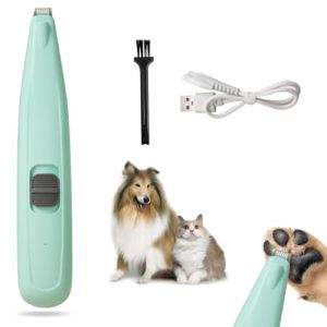 Tondeuse à poils de pattes de chien, rechargeable par USB, 40 dB à faible bruit, avec LED, pour pattes, yeux, oreilles, visage, croupe (vert) (YUOLE-EU Store, neuf)