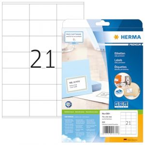 Herma 4361 &Eacute;tiquettes 70 x 42Premium A4 525 pi&egrave;ces Blanc (ALPEXE France, neuf)