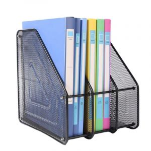 ITODA 3/4 Compartiments rangement Fichier porte-Document Porte-Revues Module de Classement Organisateur M&eacute;tal Support Bureau Magazine Stockage Dossier Fourniture de Bureau-Noir (ITODAUK, neuf)