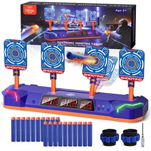 Lehoo Castle Cible pour Nerf Pistolet, Cible de Électrique, 3 Mode, Réinitialisation Automatique, avec Lumière, Sons, Cadeaux de Noël pour 6 7 8 9 10 Ans Enfants Garçons(Bleu) (Oroliving EU, neuf)