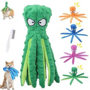 HItianya Jouet pour Chien Whiskerspot Pieuvre, Peluche Couinante Whiskerspot Écologique, Jouet Interactif à Mâcher pour Chiots De Petite, Moyenne Et Grande Taille (Vert) (Mo ce, neuf)