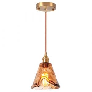 LIGINOK Lampe Suspension R&eacute;tro,Suspension Luminaire Industriel,E27 Lustre de Plafond,Vintage Lustre Abat-jour en Verre,Luminaire Suspendu pour Cuisine Salle &agrave; manger Couloir (LIGINOK Lighting, neuf)