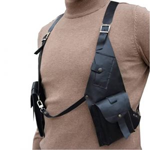 SIULAS Sac sous Arme en Cuir PU - Poche de Portefeuille Holster Double Holster en Cuir Vintage - Portefeuille de téléphonie antivol caché réglable,Noir,Life Size (JLqcypccp, neuf)