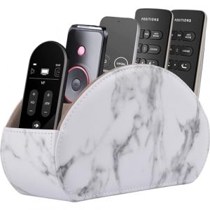 RHCSZ Support de t&eacute;l&eacute;commande en cuir avec 5 compartiments pour t&eacute;l&eacute;commande, lunettes et lecteur multim&eacute;dia, rangement pour stylos (blanc) (XIAOYI-DALIAN, neuf)