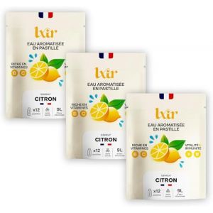LXIR DRINK - Eau aromatisée en pastille sans sucre - Boisson multivitamines - Riche en vitamines C et B - Hydratation quotidienne - Beauté de la peau - Citron (LXIR DRINK, neuf)
