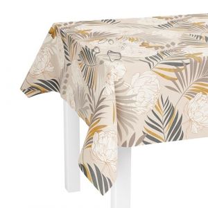 LILENO HOME Nappe essuyable au m&egrave;tre - 180 x 140 cm (bord coup&eacute;) - Motif pivoine beige - Nappe en toile cir&eacute;e imperm&eacute;able - Id&eacute;ale comme nappe ou chemin de table pour mobilier de jardin &agrave; bi&egrave;re (Discount-Deal24, neuf)