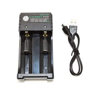 18650 Chargeur de Batterie, Chargeur de Batterie USB Double Intelligent, pour Li-ION/Ni-MH/Ni-CD 18650 18500 18350 16340 14500 26650, Lampe de Poche Rechargeable 4.2v 2 Fentes Compatible avec (FEEL YAN, neuf)