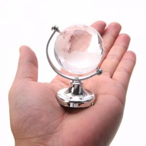 Boule De Cristal Globe Du Monde 3D, Terrestre Carte Ornement Bureau Sphère Décor à Domicile Cadeau Maison Rond Terre Verre Magique Décoratif Home Office Decor Chambre Coucher D'anniversaire Argent (Tinnije, neuf)
