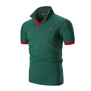 AIOIDI Polo Coton à Manches Courtes pour Homme avec Broderie Girafe Rugby T-Shirt,Vert,5XL (AIOIDI, neuf)