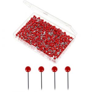 Yphzmtz Lot de &eacute;pingles polyvalentes avec t&ecirc;te, Carte, Mini punaises, Rondes, pour Tableau d'affichage, Plaque de li&egrave;ge, Carte, Photos, travaux manuels, 0,4 x 1,5 cm (Rouge-500 pi&egrave;ces) (Yphzmtz, neuf)