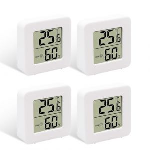 Thermom&egrave;tre Hygrom&egrave;tre Int&eacute;rieur, 4 Pi&egrave;ces Thermometre Interieur, Mini LCD Digital Thermom&egrave;tre, Hygrom&egrave;tre d'int&eacute;rieur Mural Petit pour Chambre B&eacute;b&eacute;, Chambre &agrave; Coucher, Salon et Cuisine (YuXinHuaCai, neuf)