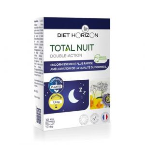 Diet Horizon - Total Nuit Double-Action - Libération Prolongée - Endormissement Plus Rapide - Amélioration de la Qualité du Sommeil - Mélatonine 1,9 mg - 30 Comprimés (ETIKBIO, neuf)