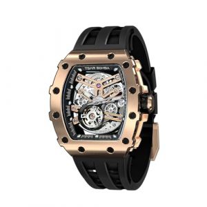 TSAR BOMBA Montre Homme Automatique Montre de Luxe Etanche 50M Tonneau Squelette Marque Rectangulaire Plongee Sport Militaire Montres Cadeau Homme Mouvement Japonais Miroir Saphir (TSAR BOMBA OFFICIAL STORE, neuf)