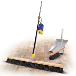 Novaliv Ensemble de balayage en crin de cheval - Pelle à poussière avec lèvre en caoutchouc - Balai à main - 80 cm - Manche télescopique à poils souples (AMP GmbH, neuf)