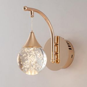 Applique murale en cristal globe, luminaire mural LED moderne avec 3 temp&eacute;ratures de couleur, applique murale en or rose, &eacute;clairage mural int&eacute;rieur pour chambre &agrave; coucher, chevet, salle de bain (YIHONG Co., Ltd., neuf)