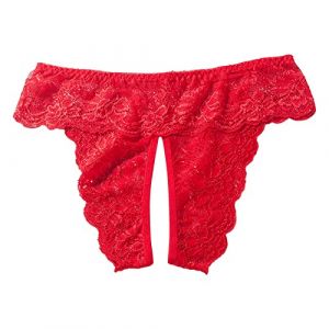 String Ficelle &eacute;lastique Femme Slip Thong String Ouvert Femme Sexy Chic Dentelle Coquine Hot Tanga Femmes Sexy Chic Sexys Culotte Hipster Sexys &Eacute;rotique Nuisettes Transparente Culottes&hellip; (Miuiakoal, neuf)