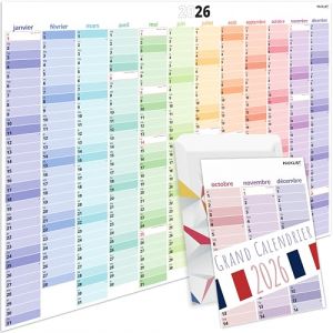 PACKLIST® Grand Calendrier Mural 2026 en Français, Fériés Nationaux - Calendrier 2026 Grand Format XXL A1 84 x 60 cm. Planificateur Familial pour L'organisation Familiale, les Études et le Travail ! (PACKLIST, neuf)