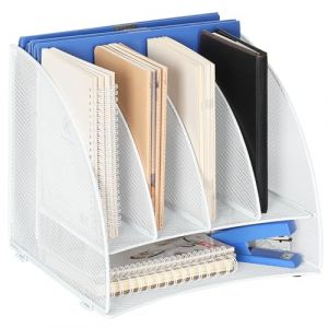 TQVAI 6 Compartiments M&eacute;tal Corbeille a Courrier Organiseur de Bureau Porte Revue Bureau Trieur Documents A4 Rangement Papier Range Courrier, Blanc (TQVAI Direct-EU, neuf)