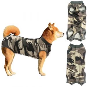 Combinaison chirurgicale pour body chien, body pour chien après stérilisation, combinaison de convalescence pour chien,protection contre les allergies et les plaies (Camouflage, XL) (Anilalowbility, neuf)